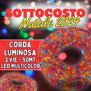 Corda Luminosa LED Multicolore – 3 Vie, 50 Metri