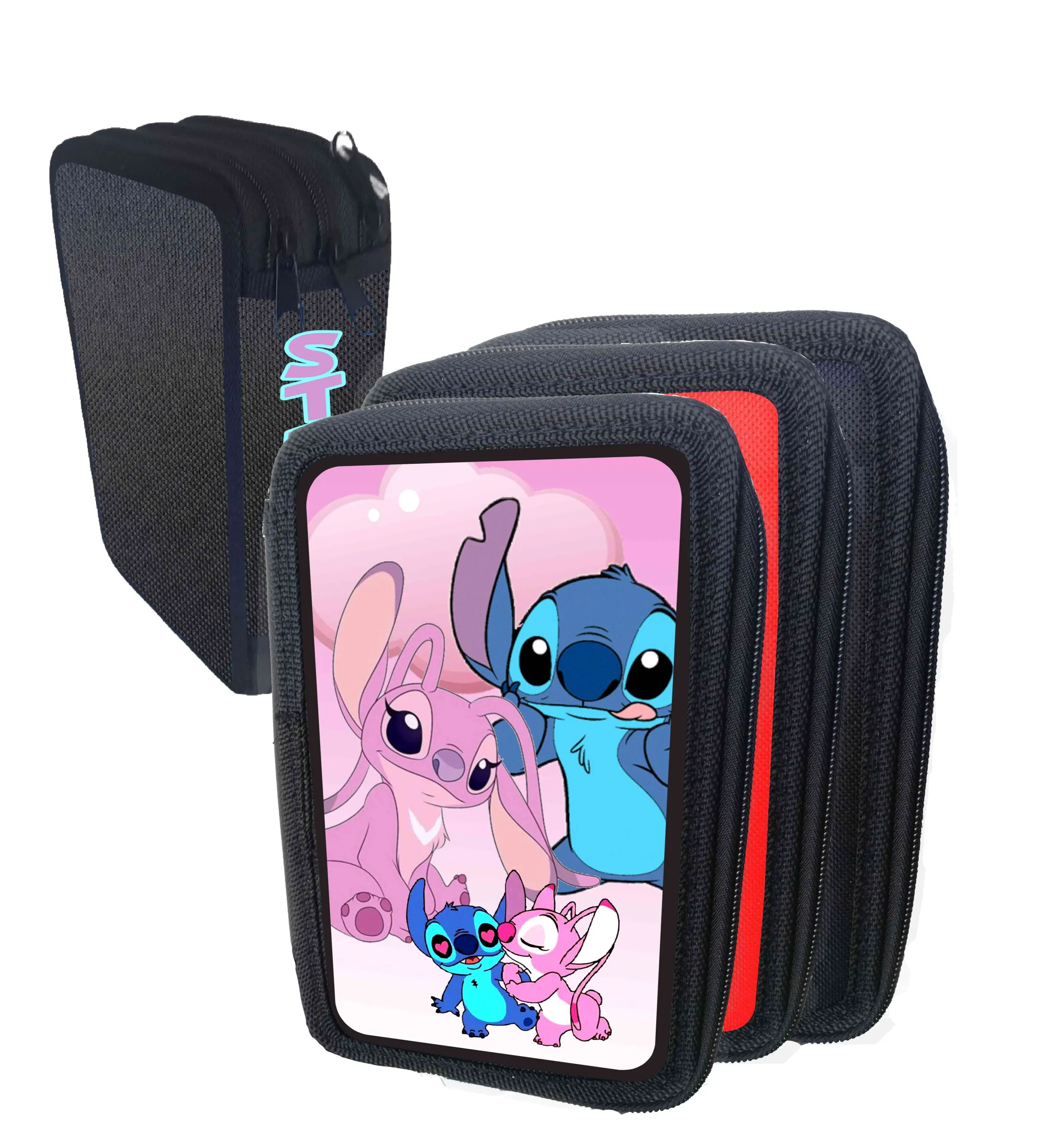 Astuccio Scuola Stitch and friends portacolori 3 cerniere zip