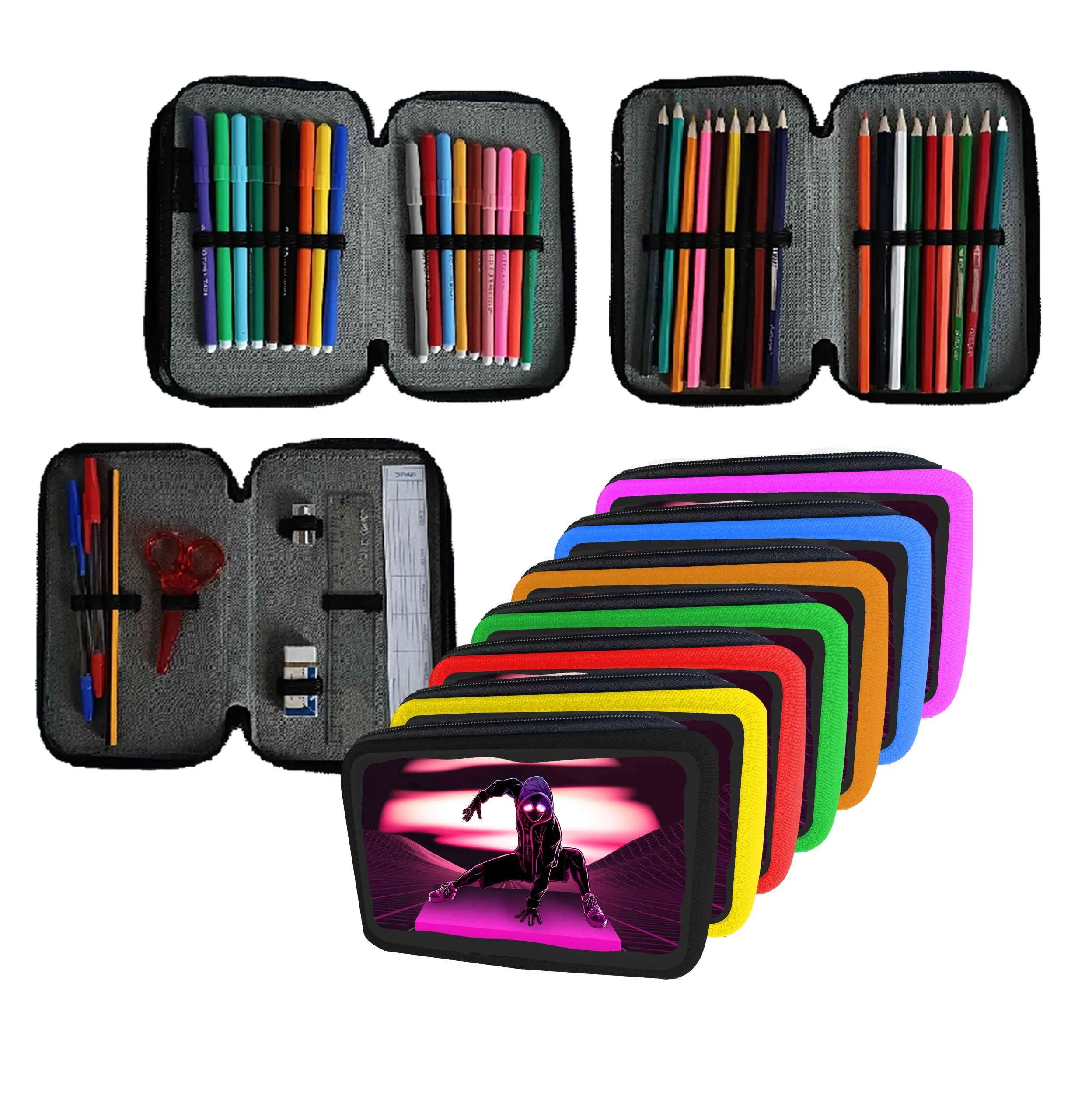 Astuccio scuola Completo 3 zip 18 colori - immagine 2