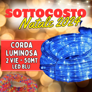 Corda Luminosa LED Blu – 2 Vie, 50 Metri