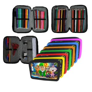 Astuccio scuola Completo 3 zip 18 colori