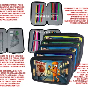 Astuccio scuola Completo 3 zip 12 colori