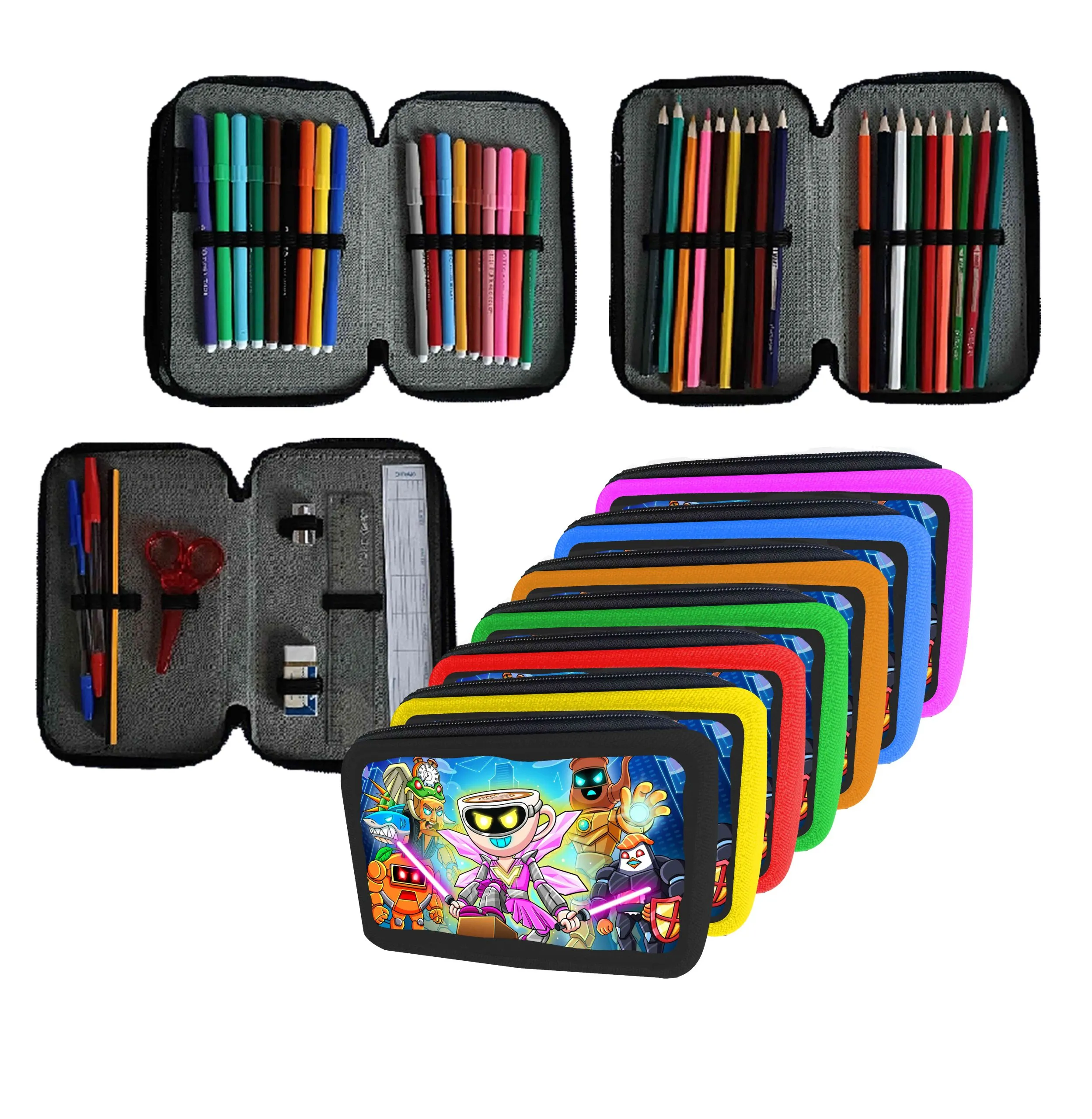 Astuccio scuola Completo 3 zip 18 colori