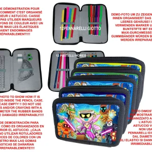Astuccio scuola Completo 3 zip 12 colori