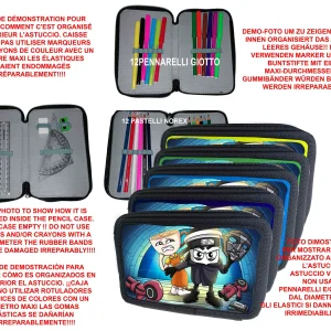 Astuccio scuola Completo 3 zip 12 colori