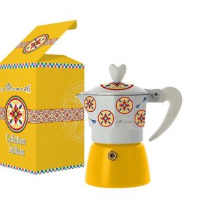 Caffettiera con decori in maiolica