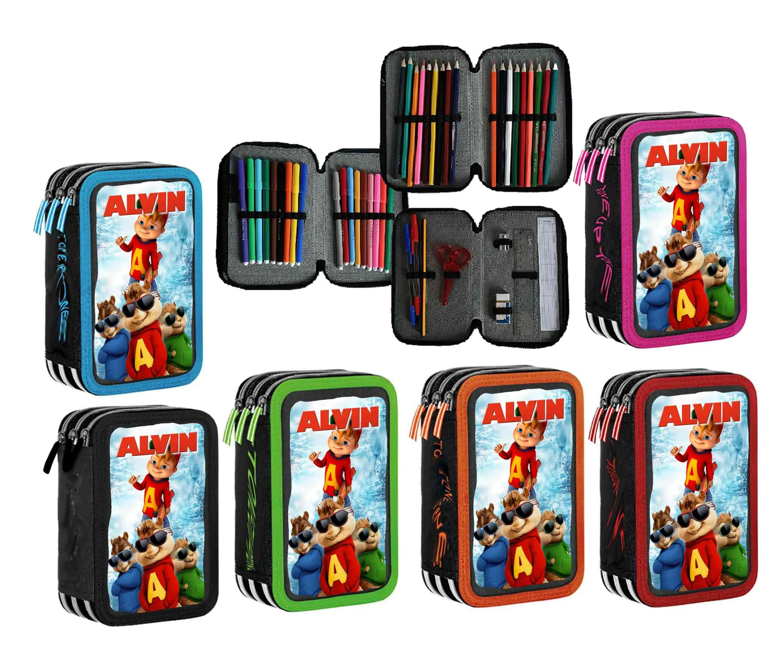 Alvin Astuccio scuola Completo 3 zip 18 colori - immagine 2