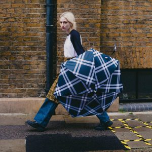 Ombrello Compatto Camden Tweed Noir&Ivory