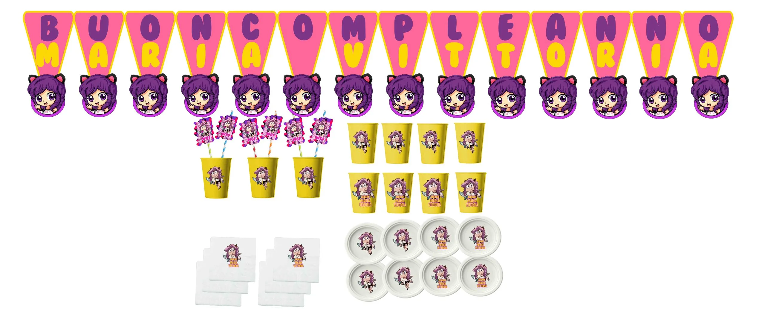 Anna WGF kit Festa Compleanno per 8 persone o piu persone