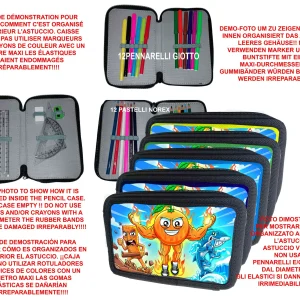 Astuccio scuola Completo 3 zip 12 colori