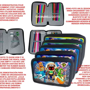 Astuccio scuola Completo 3 zip 12 colori