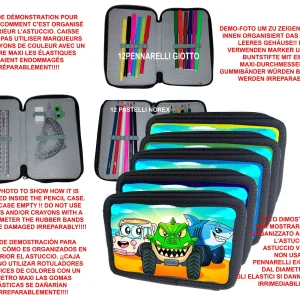 Astuccio scuola Completo 3 zip 12 colori