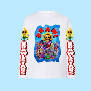 Brawl Bianco T shirt Cotone 100% manica lunga 0540