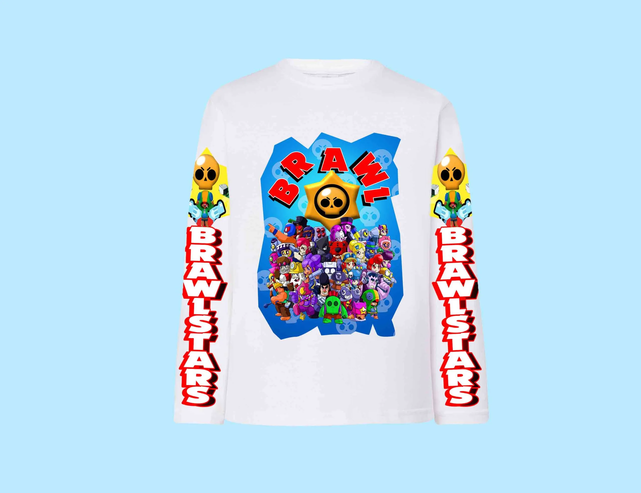 Brawl Bianco T shirt Cotone 100% manica lunga 0540