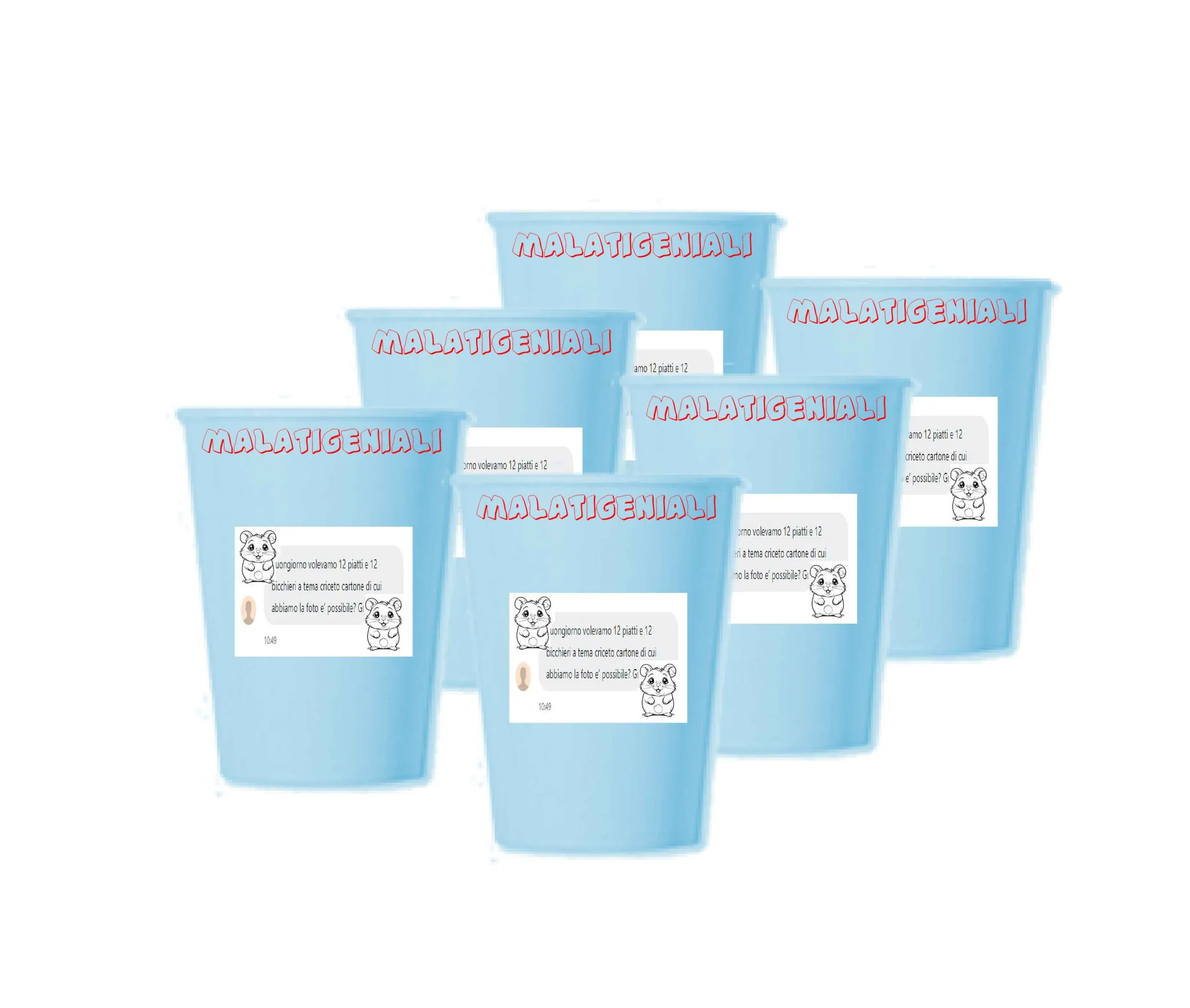 Bicchieri Carta Criceto personalizzati 12 pezzi