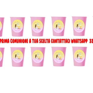 Bicchieri Carta Prima comunione personalizzati 12 pezzi