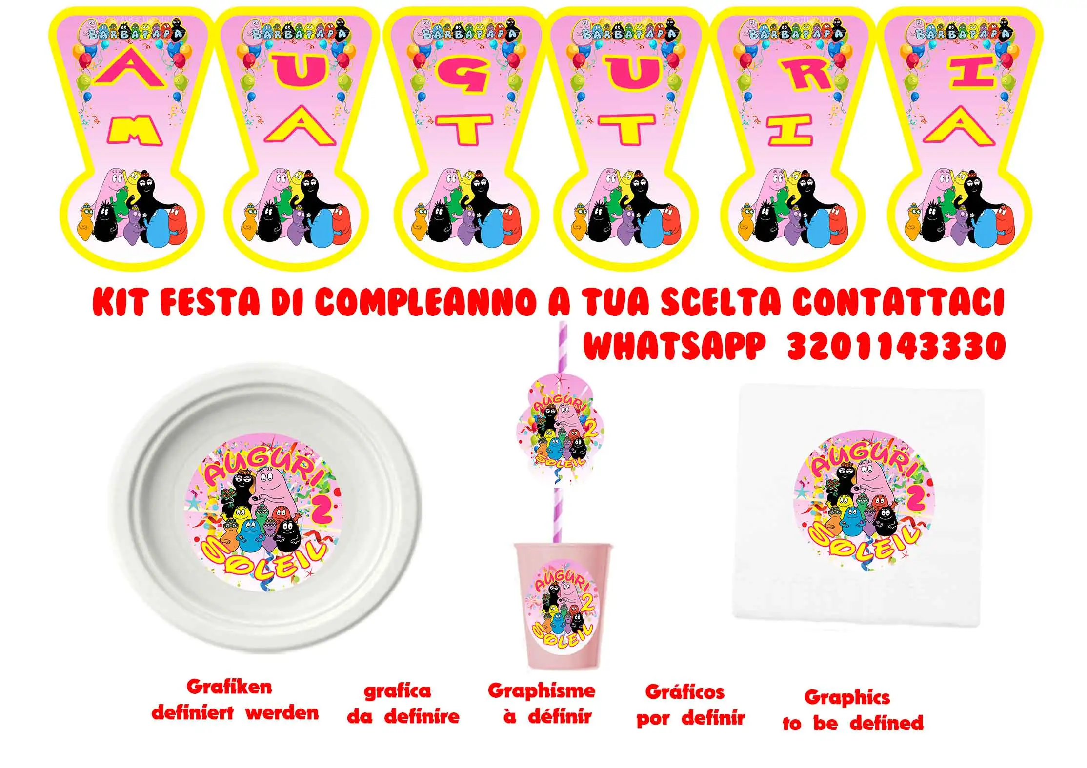 Barbapapa and friends kit Festa Compleanno per 8 persone - immagine 2