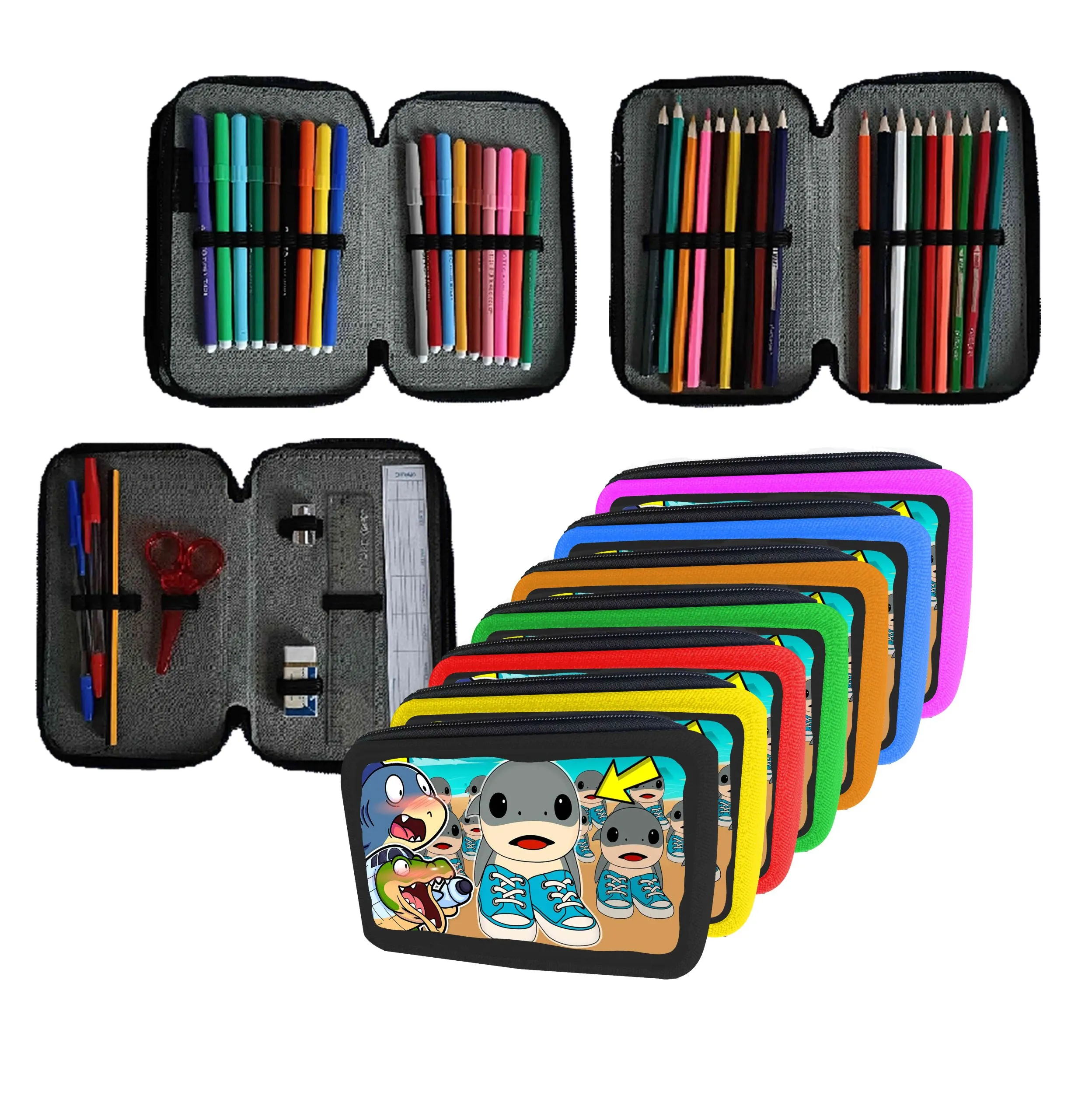 Astuccio scuola Completo 3 zip 18 colori - immagine 2