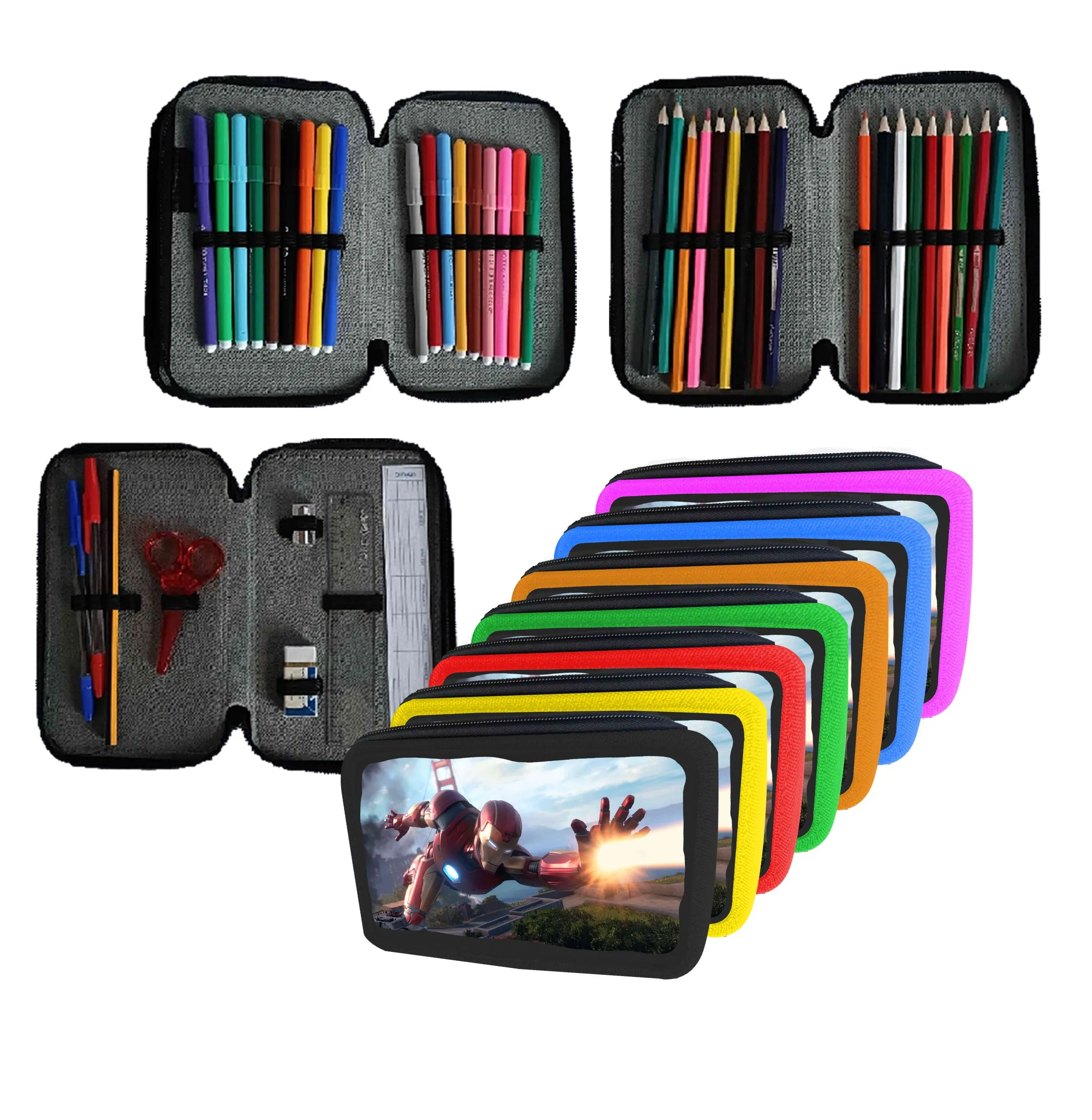 Astuccio scuola Completo 3 zip 18 colori