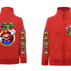 Felpa con Zip senza Cappuccio Supermario