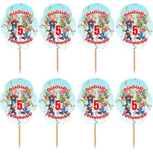 Tre porcellini and friends Topper Doubleface Decorazioni per Torta Panini etc.