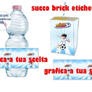 Capitan Tsubasa Etichetta per succhi di frutta in brick e/o bottiglia vetro ,bottiglia 1,5lt e bottiglia 500ml