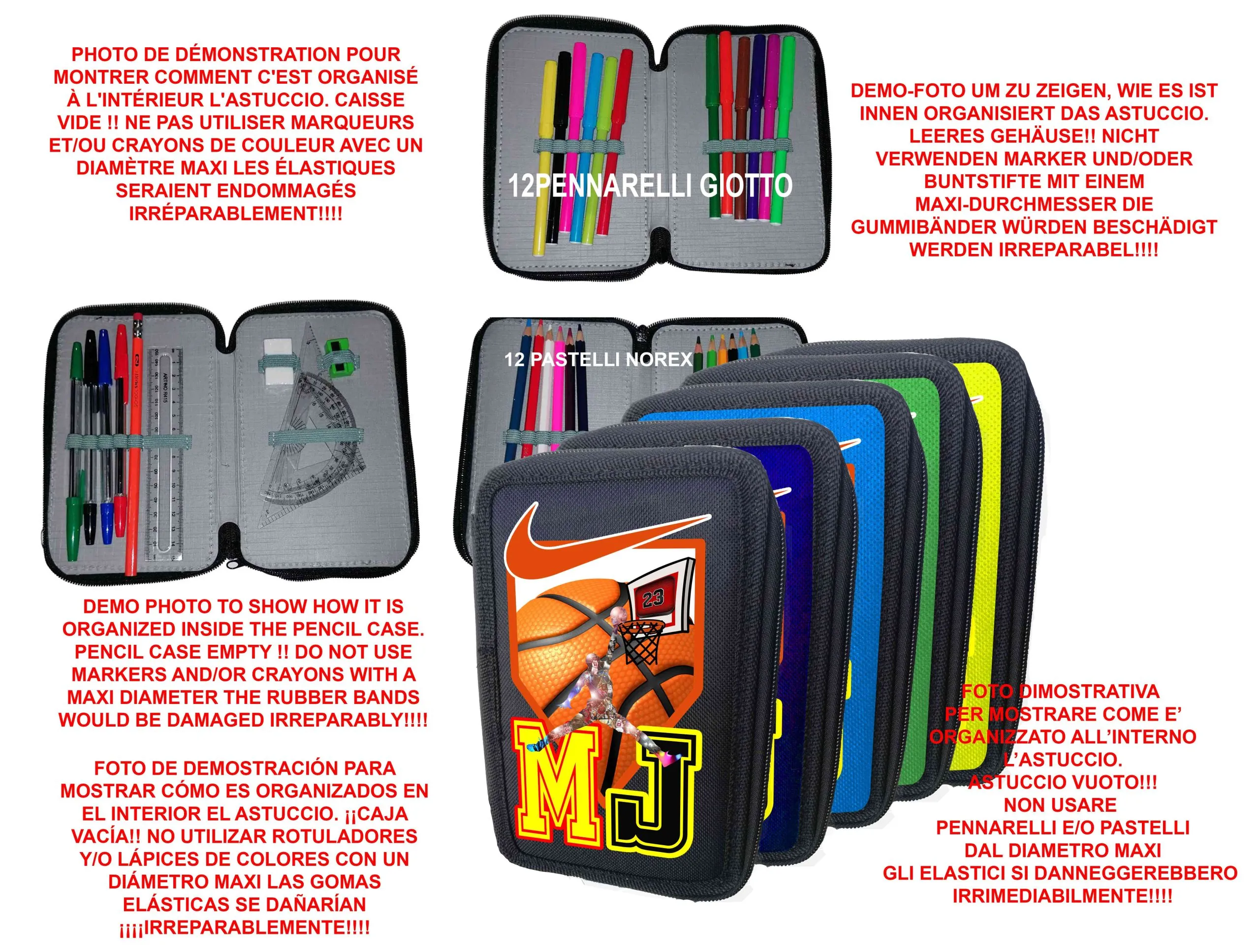 Astuccio jordan portacolori 3 cerniere zip24062157 - immagine 2