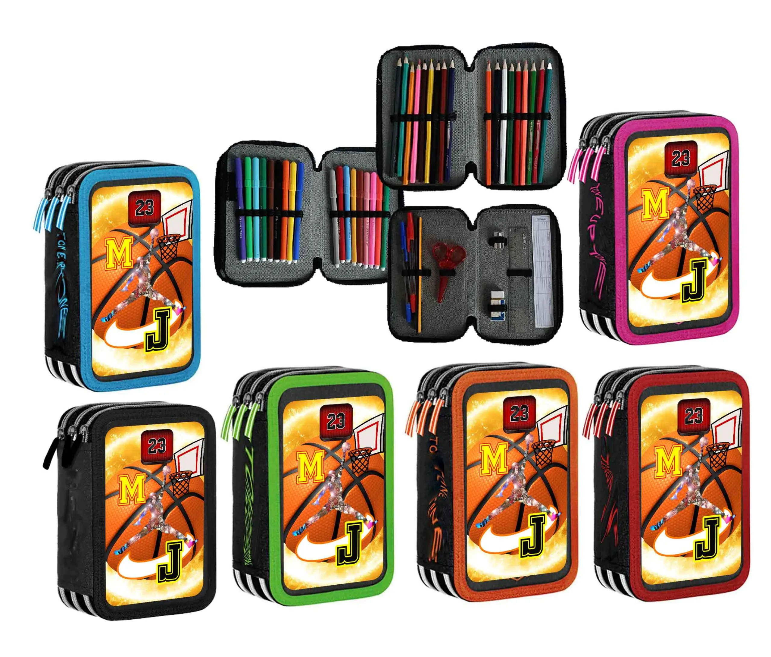 Astuccio jordan portacolori 3 cerniere zip 18 Colori