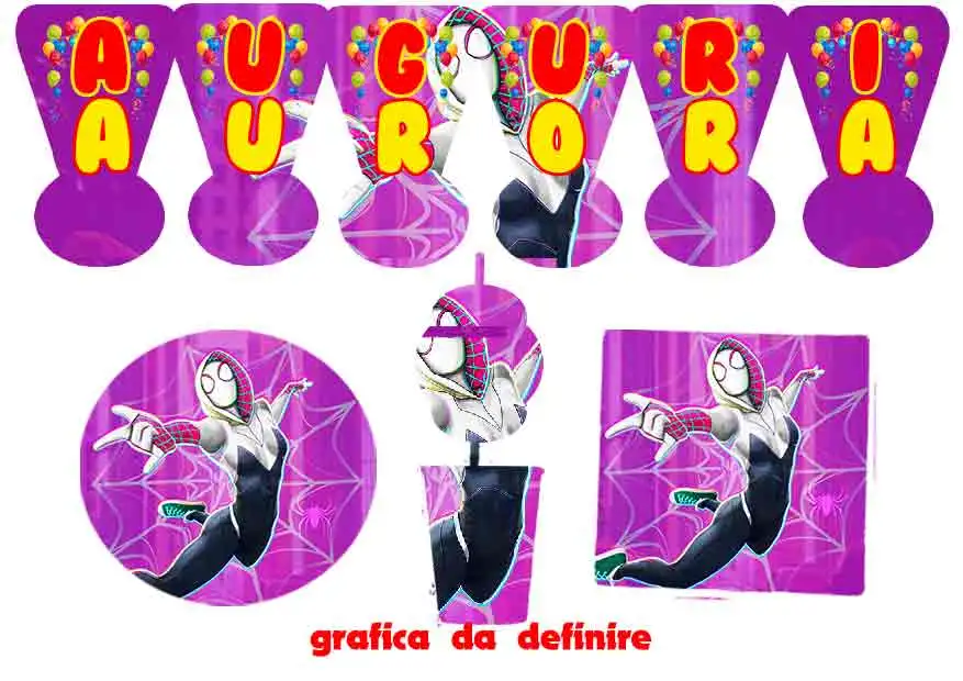 Spider Girl and friends Kit anniversaire enfant personnalisé personnage au choix - immagine 2