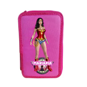 Wonder Woman Astuccio Scuola portacolori 3 cerniere zip VUOTO
