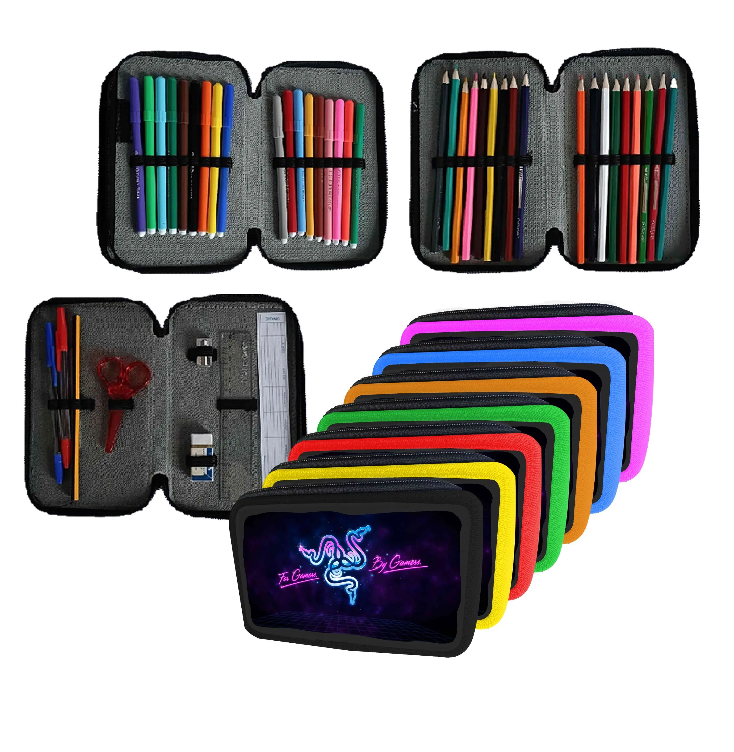 Astuccio scuola Completo 3 zip 18 colori