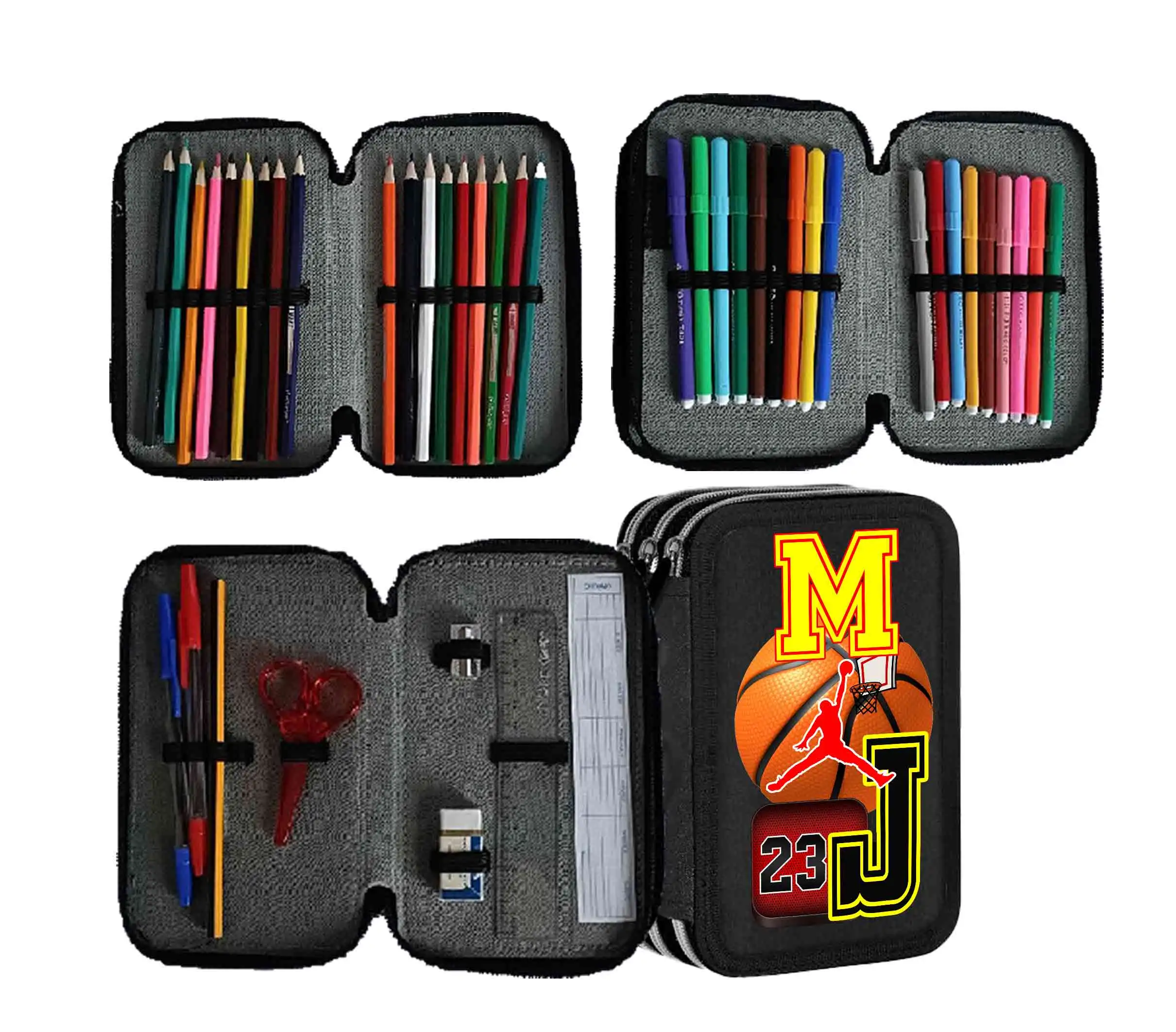 Astuccio jordan portacolori 3 cerniere zip Pennarelli Pastelli - immagine 2