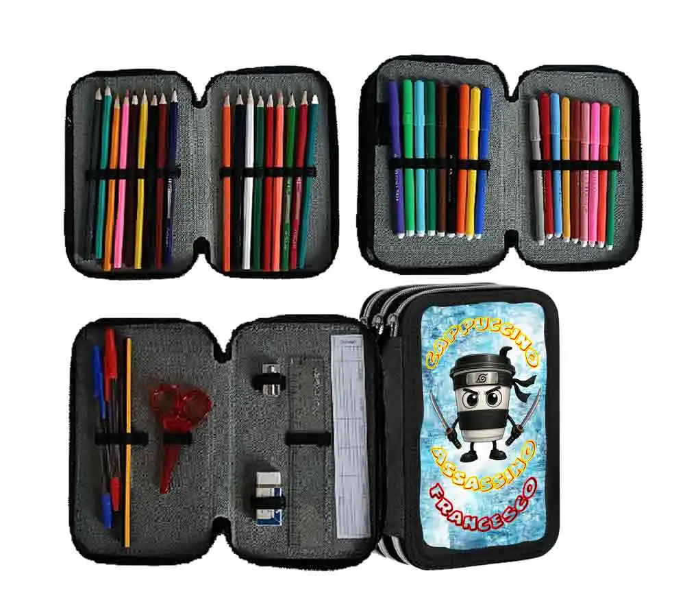 Astuccio scuola Brainrot Cappuccino Assassino Completo 3 zip - immagine 2
