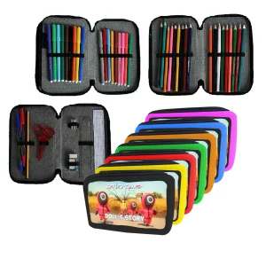 Astuccio scuola Completo 3 zip 18 colori