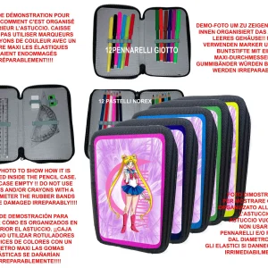 Sailor Moon Astuccio scuola 3 zip completo accessori