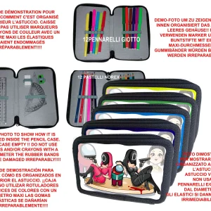 Astuccio scuola Completo 3 zip 12 colori