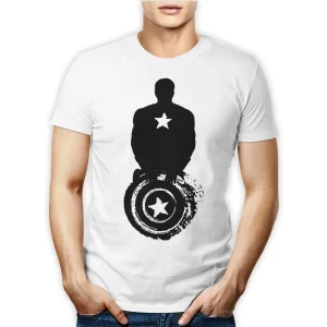 T-SHIRT MAGLIETTA TSHIRT MARVEL AVENGERS CAPTAIN AMERICA BLACK WHITE UOMO DONNA