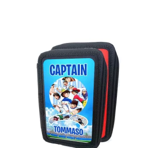 Astuccio scuola 3 zip Tsubasa Holly Benji Vuoto Colore Casuale TOMMASO