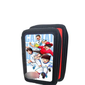 Astuccio scuola 3 zip Tsubasa Holly Benji Vuoto Colore Casuale