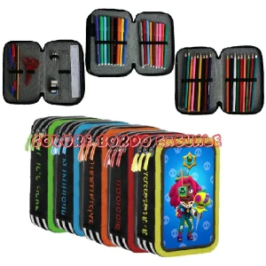 Astuccio Brawl Yuyu portacolori 3 cerniere zip Pieno