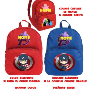 Avengers and friends Zaino asilo primino Nome personalizzabile