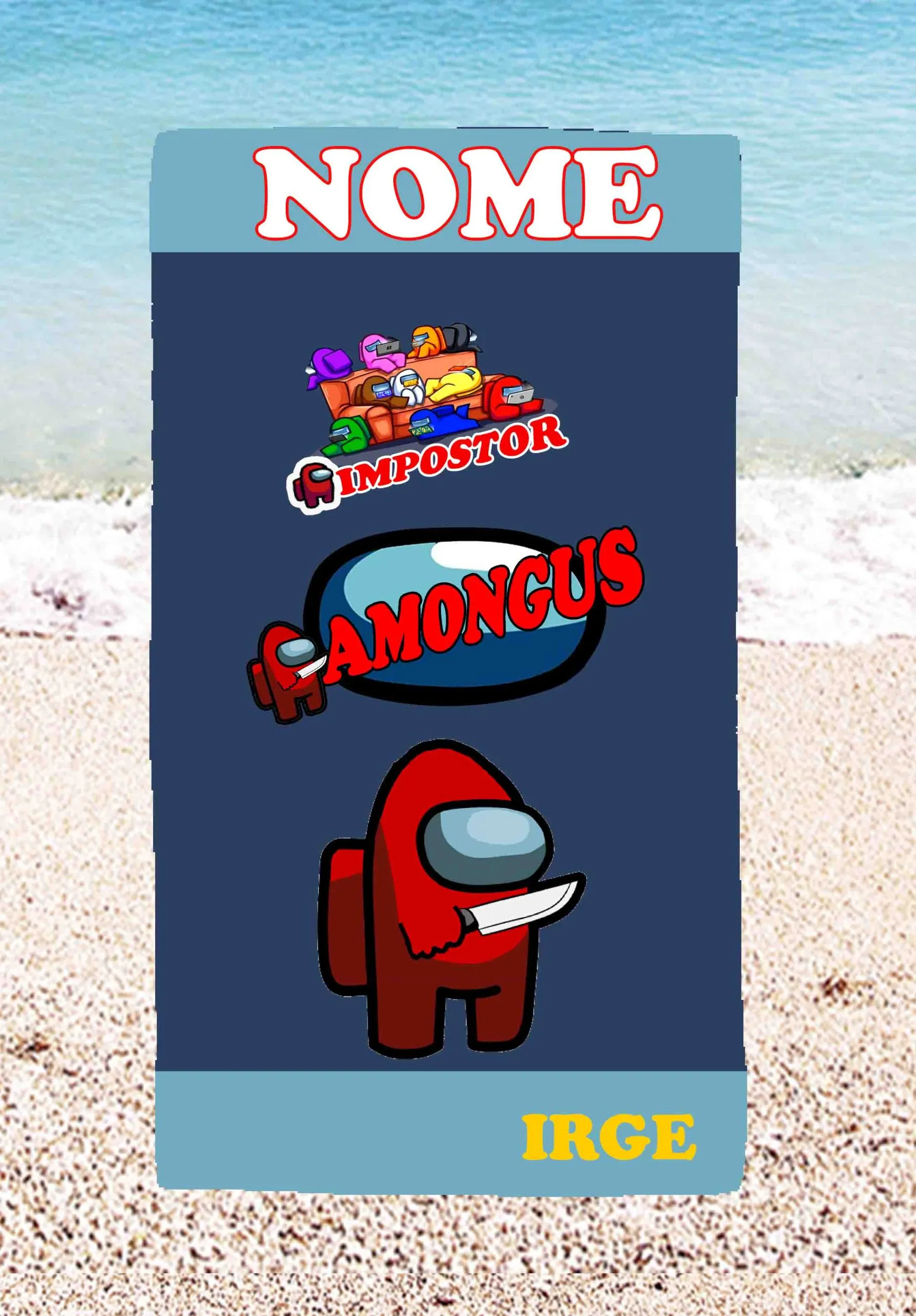 Asciugamano Telo Mare Amongus gioco bambino idea regalo estate - immagine 3