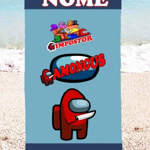 Asciugamano Telo Mare Amongus gioco bambino idea regalo estate