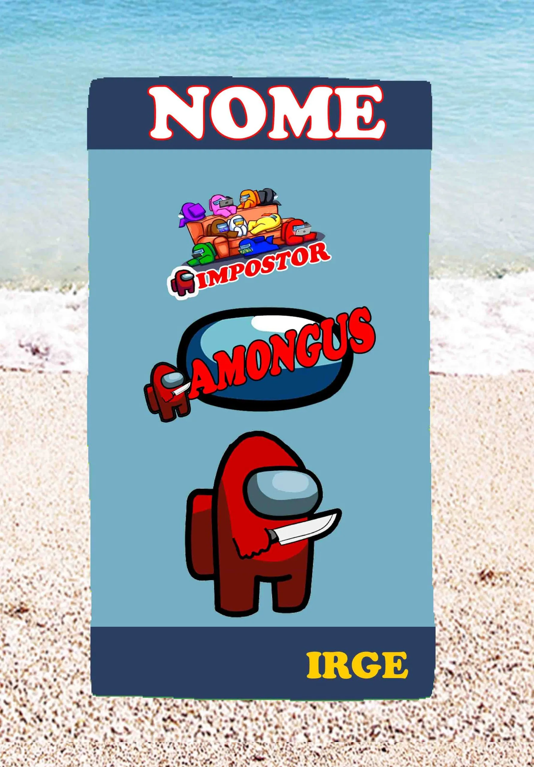 Asciugamano Telo Mare Amongus gioco bambino idea regalo estate - immagine 2