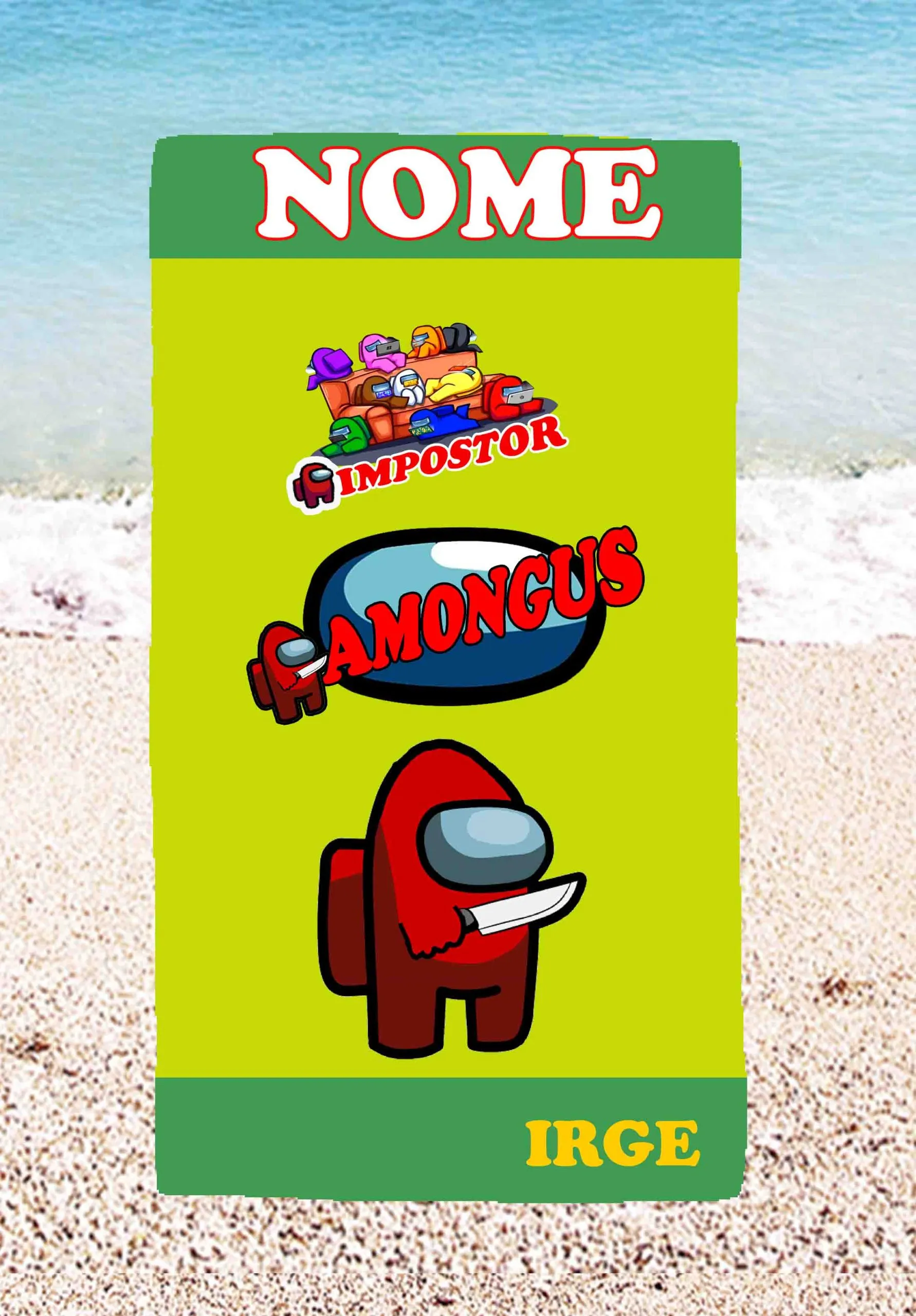 Asciugamano Telo Mare Amongus gioco bambino idea regalo estate - immagine 4