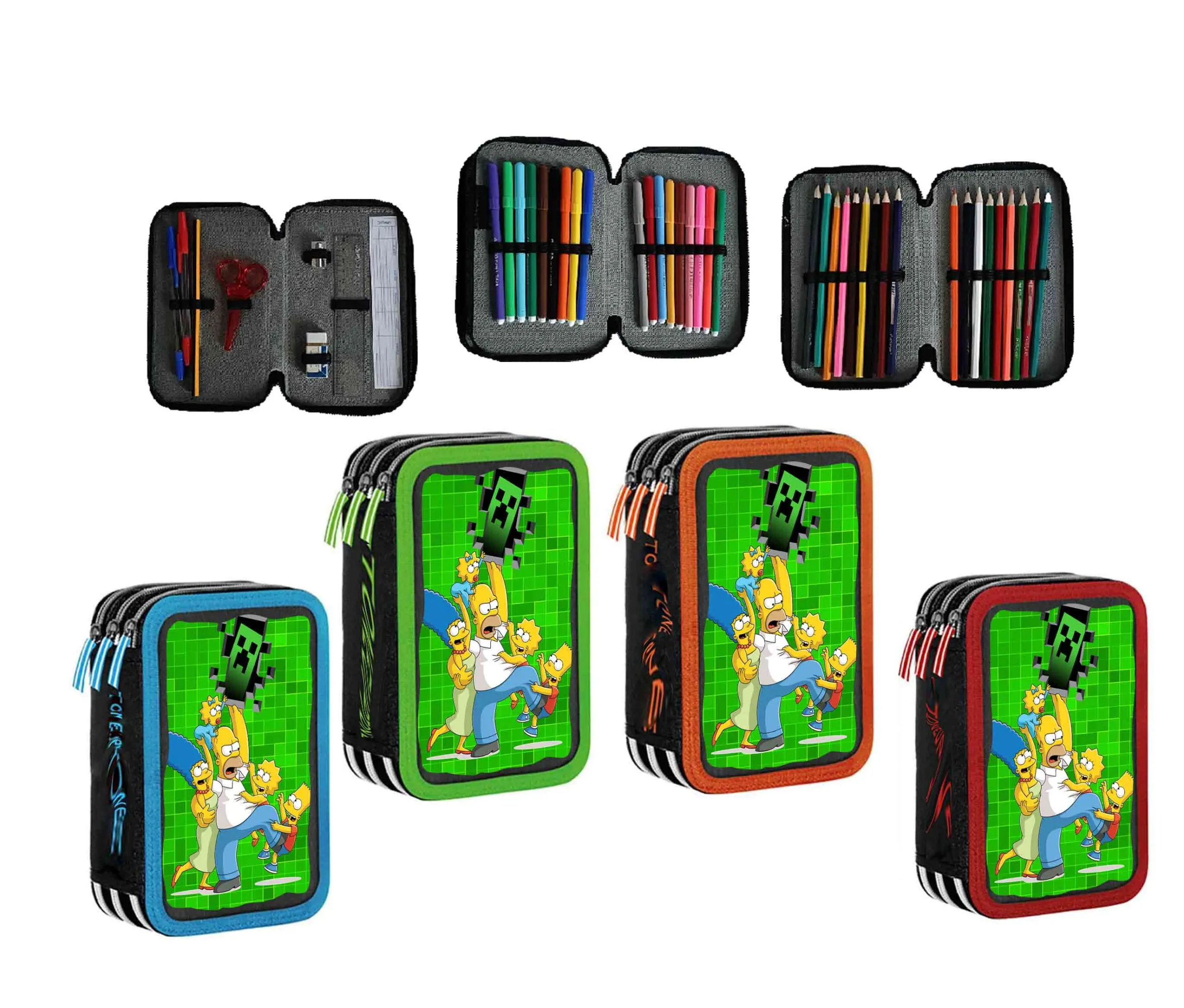 Pikachu Trousse scolaire complet à trois zip Porte-crayons 3 fermetures éclair 18 feutres 18 crayons de couleur - immagine 2