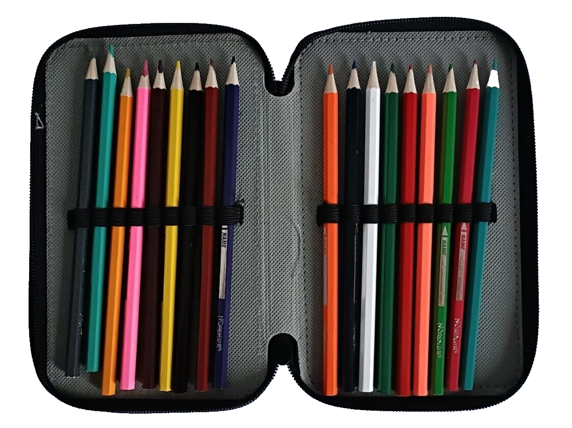 Astuccio jordan portacolori 3 cerniere zip 18 Pennarelli 18Pastelli - immagine 5