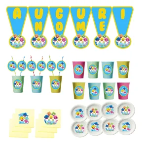 Baby Shark Festa Compleanno Personalizzato Bambino kit per 8 persone o piu persone