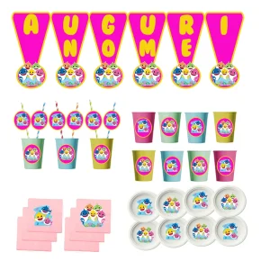 Baby Shark Festa Compleanno Personalizzato Bambina kit per 8 persone o piu persone