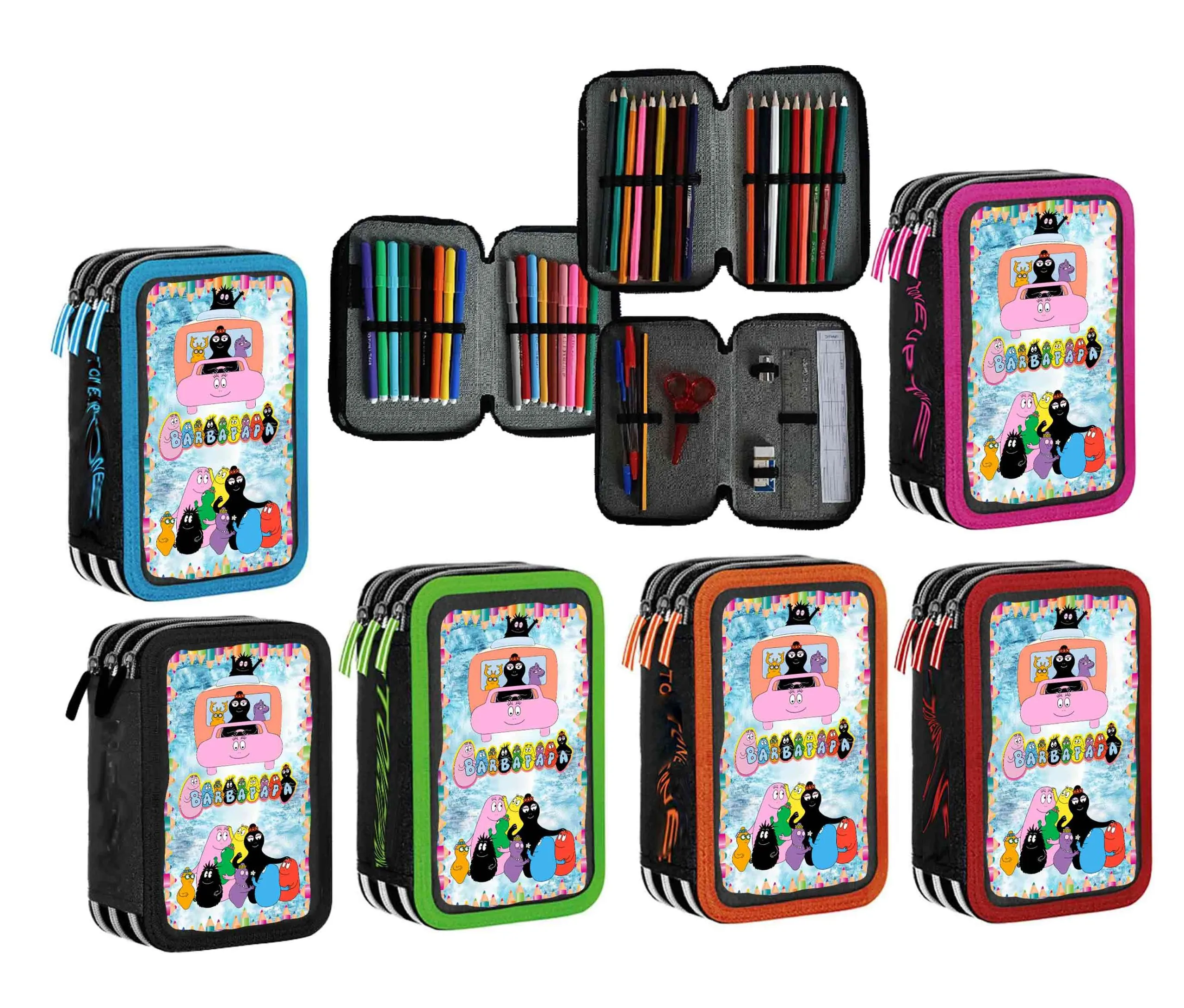 Barbapapa Astuccio scuola Completo 3 zip 18 colori